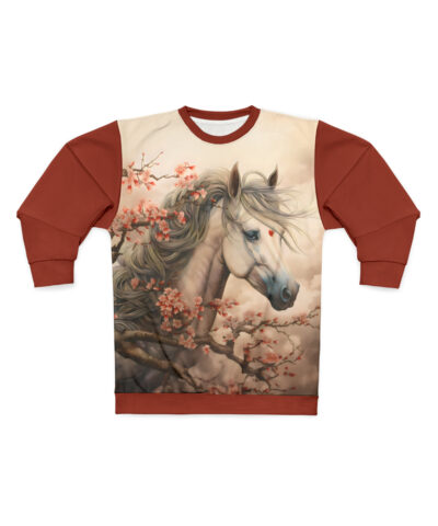 63219 19 400x480 - Cherry Blossom Horse Pullover Sweatshirt