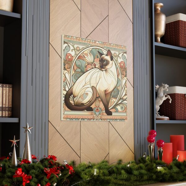 Art Nouveau Siamese Cat Wall Art on Canvas 🐱🎨🖼️