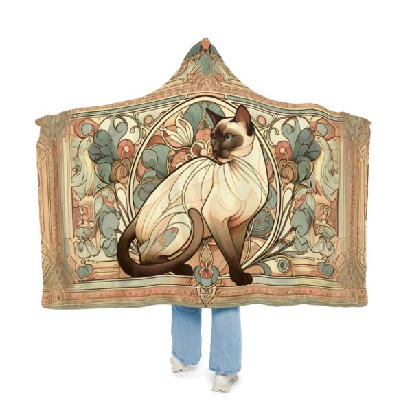 Art Nouveau Siamese Cat Hoodie Blanket