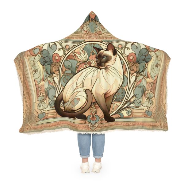 Art Nouveau Siamese Cat Hoodie Blanket