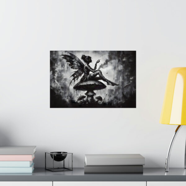 Moonlit Musings – Grunge Fairy & Mushroom Art Print on Matte Horizontal Poster