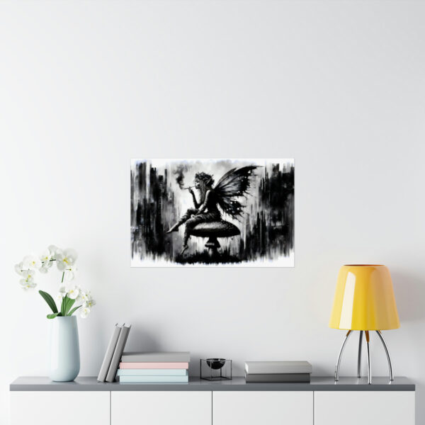 Mystical Repose – Grunge Fairy & Mushroom Art Print on Matte Horizontal Poster