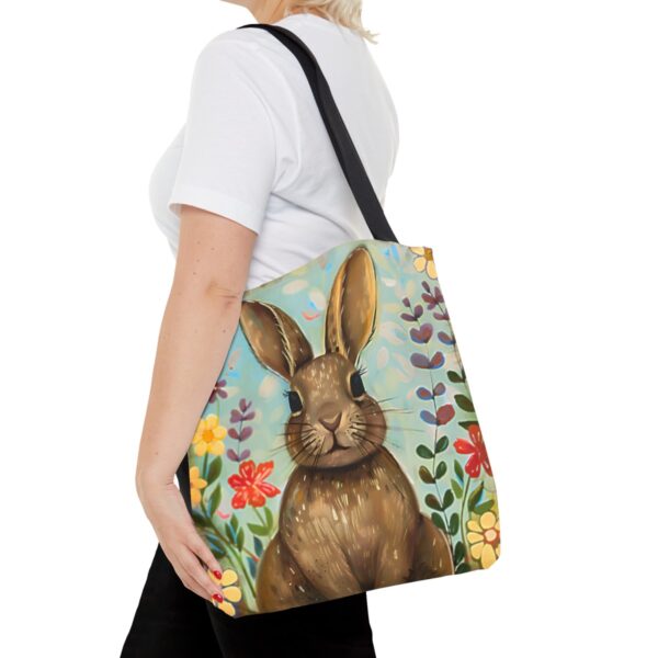 Vintage Folk Art Rabbit Tote Bag