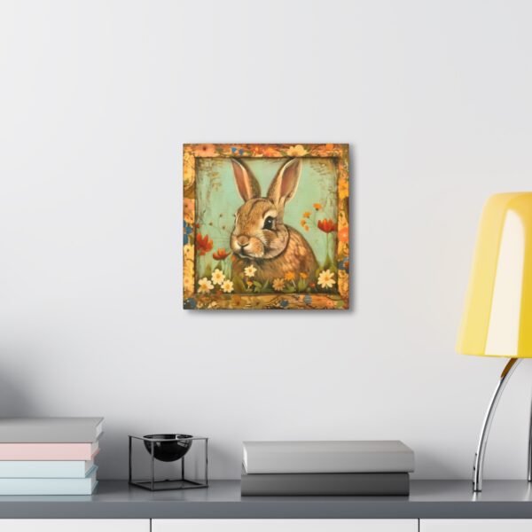 Vintage Folksy Baby Rabbit Canvas Art Print – Farmhouse Decor