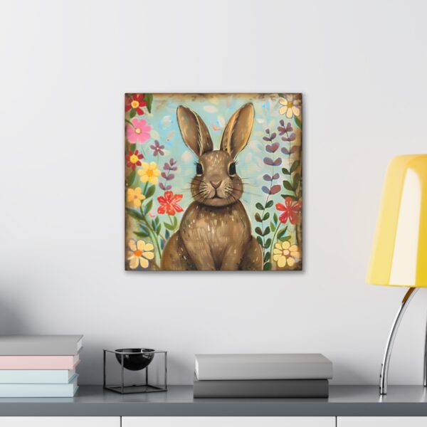 Vintage Folk Art Rabbit Canvas Print