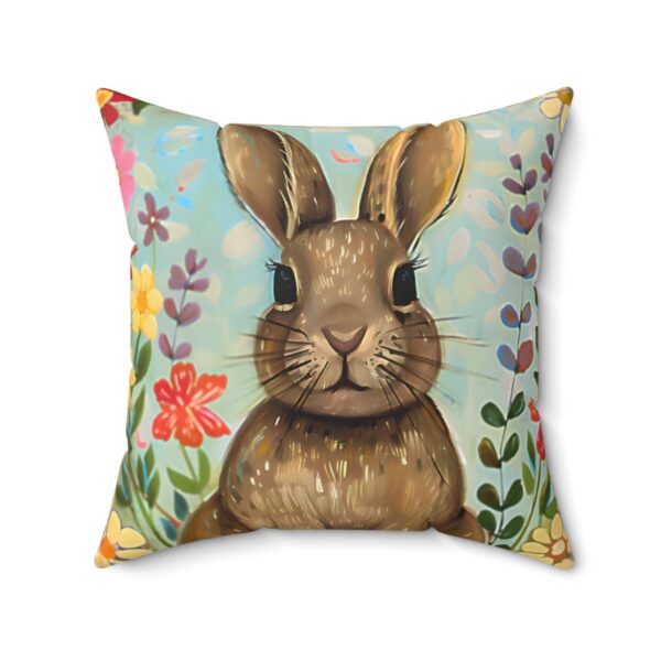 Vintage Folk Art Rabbit Square Pillow