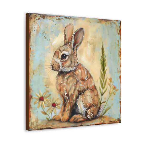 Vintage Folk Art Baby Rabbit Canvas Print