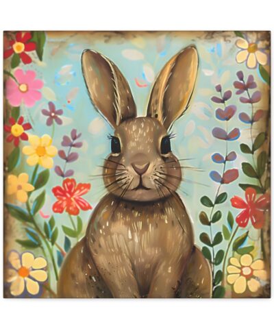 Vintage Folk Art Rabbit Canvas Print