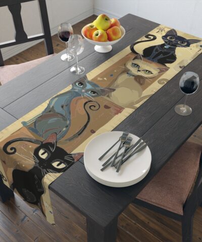 Folk Art Siamese Cats Table Runner – 16″ x 72″ and 16″ x 90″