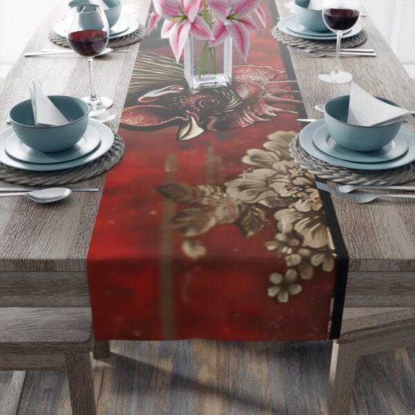 Rustic Farmhouse Red Rooster Table Runner (Cotton or Poly)