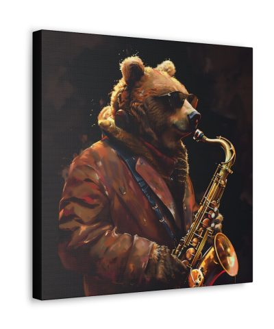 Grizzly Bear Playing the Sax Canvas Art Print