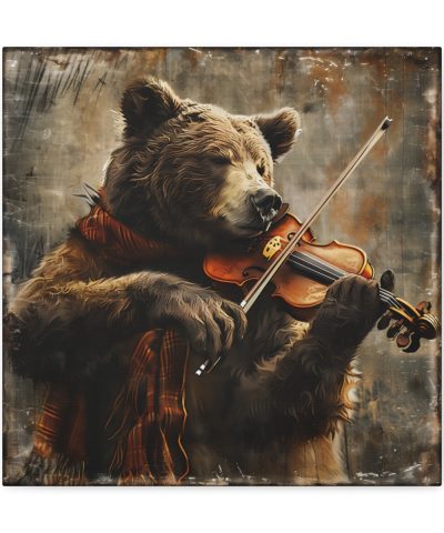 38113 29 400x480 - Grizzly Bear Playing the Violin Canvas Art Print