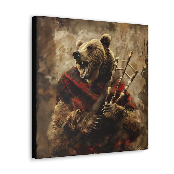 Grizzly Bear Playing the Bagpipes Canvas Art Print