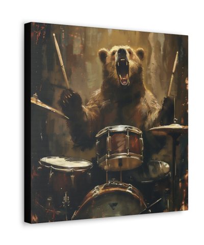 Grizzly Bear Playing the Drums Canvas Art Print