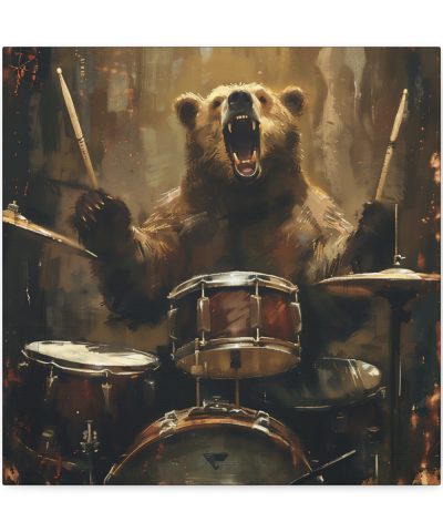Grizzly Bear Playing the Drums Canvas Art Print