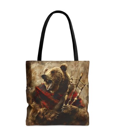 Grizzly Bear Playing the Bagpipes Tote Bag