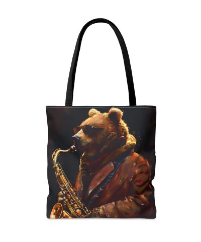 45127 21 400x480 - Grizzly Bear Playing the Sax Tote Bag