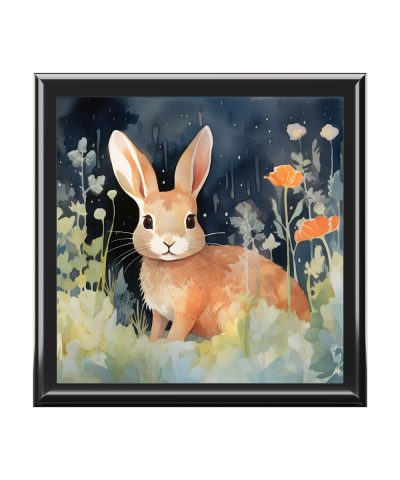 Night Time Bunny Rabbit Art Print Gift and Jewelry Box