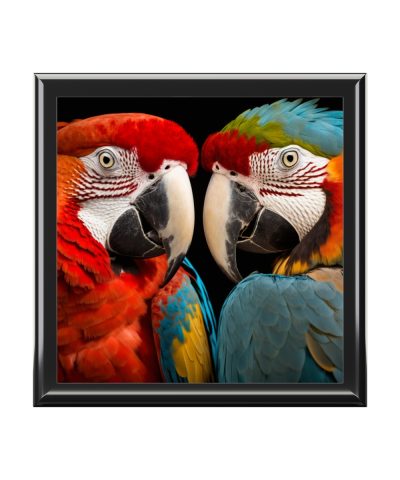 Red an Blue Macaw Parrot Gift and Jewelry Box for Memories and Mementos