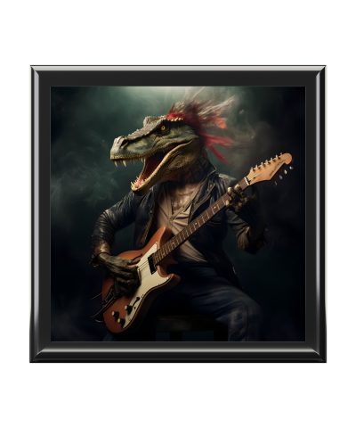 Velociraptor Playing Guitar Art Print Gift and Jewelry Box