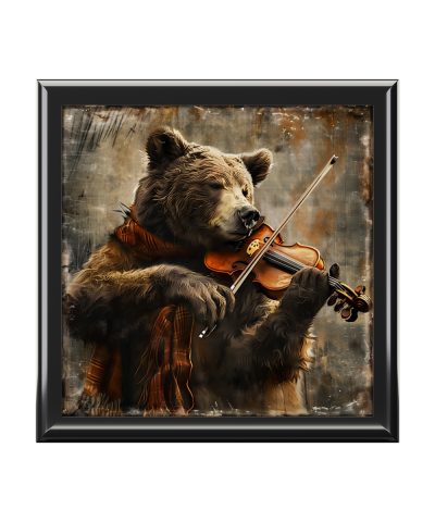 Grizzly Bear Playing the Violin Stash Box
