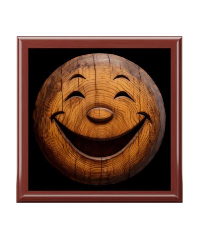 Carved Wood Smiley Stash Box